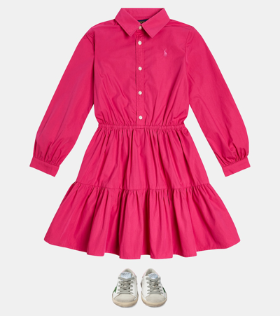 Shop Polo Ralph Lauren Tiered Cotton Poplin Dress In Pink