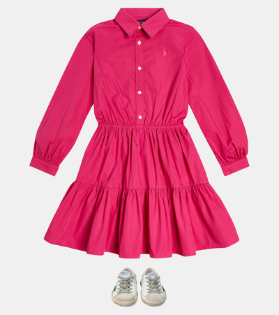 Polo Ralph Lauren Tiered Cotton Poplin Dress In Pink
