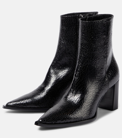 Shop Dorothee Schumacher Crackle Edginess Leather Ankle Boots In Black