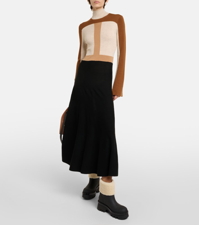 Chloé Raina Shearling-trimmed Ankle Boots In Black