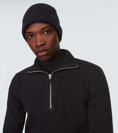 Shop Tom Ford Ribbed-knit Wool And Cashmere Beanie In Black