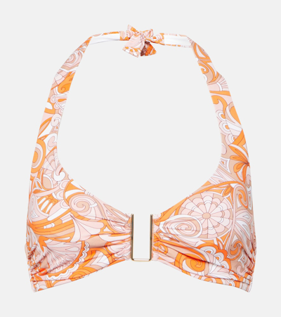 Shop Melissa Odabash Colombia Printed Bikini Top In Orange