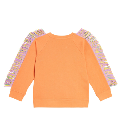 Shop Stella Mccartney Fringed Cotton Jersey Sweatshirt In Pink