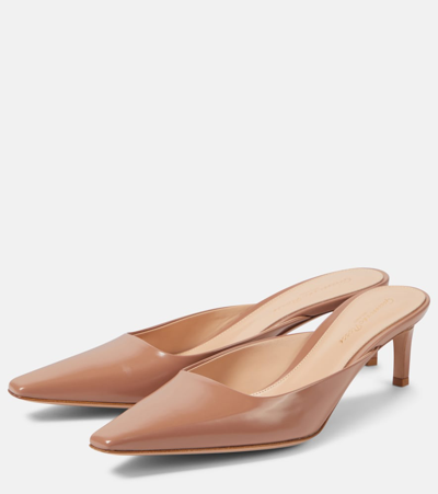 Shop Gianvito Rossi Lindsay Leather Mules In Beige