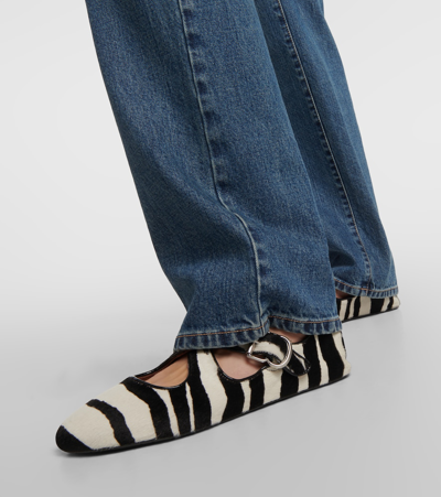 Alaïa Criss Cross Zebra-print Ballet Flats In Black