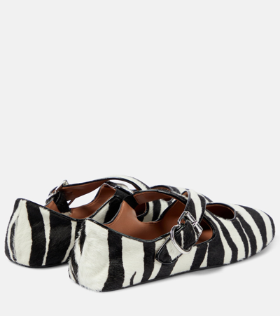 Alaïa Criss Cross Zebra-print Ballet Flats In Black