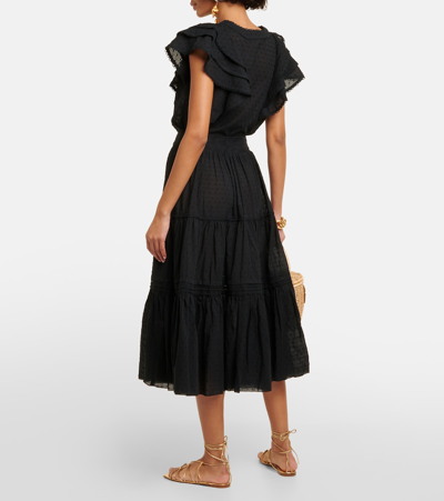 Shop Poupette St Barth Brie Cotton-blend Midi Skirt In Black
