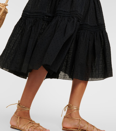 Shop Poupette St Barth Brie Cotton-blend Midi Skirt In Black