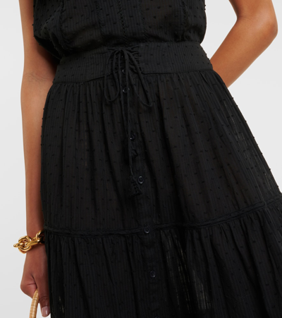 Poupette St Barth Brie Cotton-blend Midi Skirt In Black