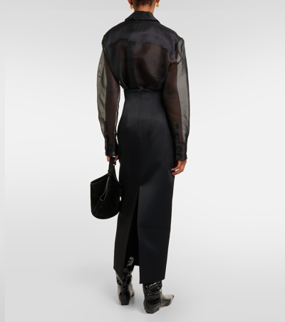 Shop Khaite Loxley High-rise Satin Pencil Skirt In Black