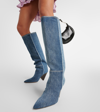 Isabel Marant Lakita Two-tone Denim Knee Boots In Blue