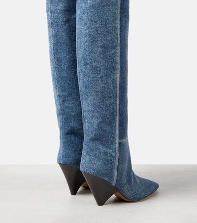 Isabel Marant Lakita Two-tone Denim Knee Boots In Blue