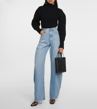 Alaïa Mina Ns Vienne Wave Leather Tote Bag In Black
