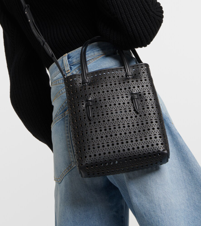 Alaïa Mina Ns Vienne Wave Leather Tote Bag In Black