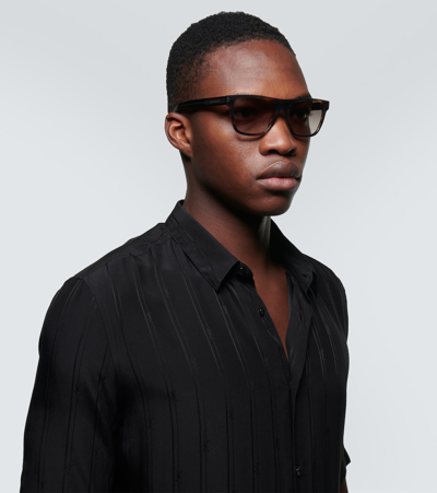 Saint Laurent Tortoiseshell Square Sunglasses In Brown