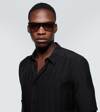 Saint Laurent Tortoiseshell Square Sunglasses In Brown