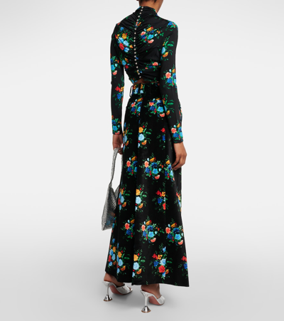 Rabanne Floral Jersey Crop Top In Black