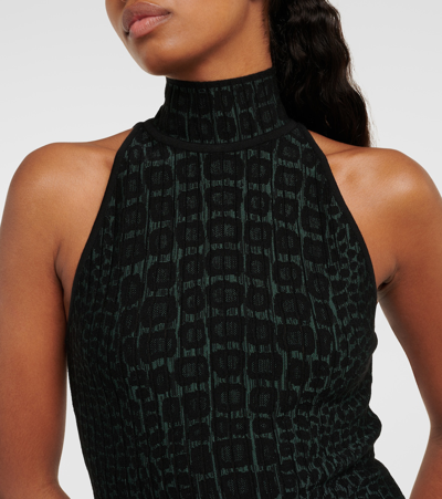 Shop Alaïa Croc-effect Halterneck Bodysuit In Black