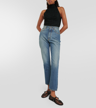 Alaïa Croc-effect Halterneck Bodysuit In Black