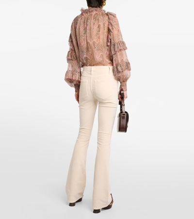 Frame Le High Flare High-rise Velvet Flared Jeans In White