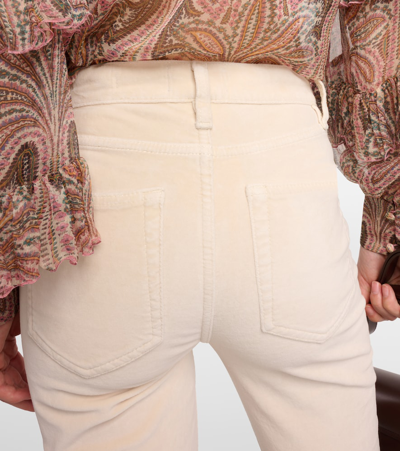 Frame Le High Flare High-rise Velvet Flared Jeans In White