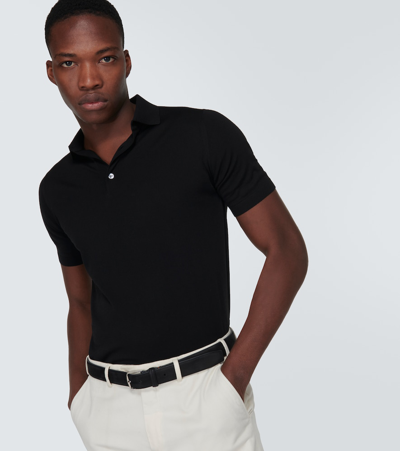 Shop Loro Piana Wish® Wool Polo Shirt In Black