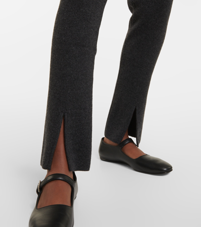 Shop Magda Butrym Ribbed-knit Cashmere Slim Pants In Grey
