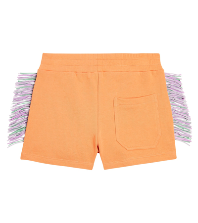Shop Stella Mccartney Fringed Cotton Jersey Shorts In Salmon Pink