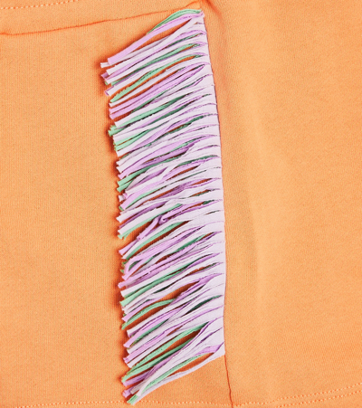 Shop Stella Mccartney Fringed Cotton Jersey Shorts In Salmon Pink