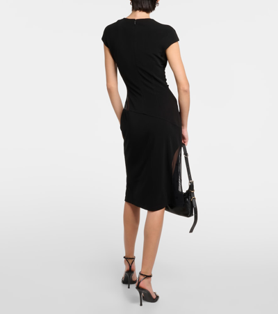 Shop Givenchy 4g Tulle-trimmed Crêpe Midi Dress In Black