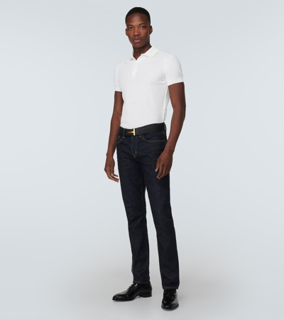 Shop Tom Ford Silk And Cotton Polo Shirt In White