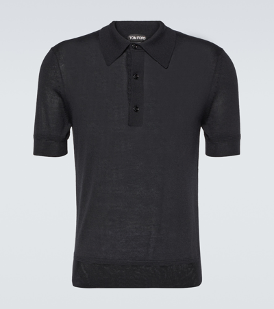 Shop Tom Ford Cashmere And Silk Polo Shirt In Black