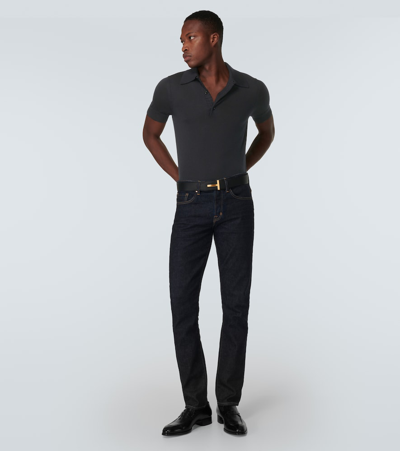 Shop Tom Ford Cashmere And Silk Polo Shirt In Black