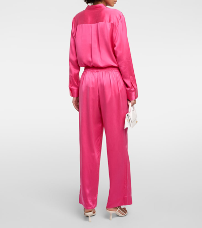 Shop Asceno London Silk Wide-leg Pajama Pants In Hot Pink