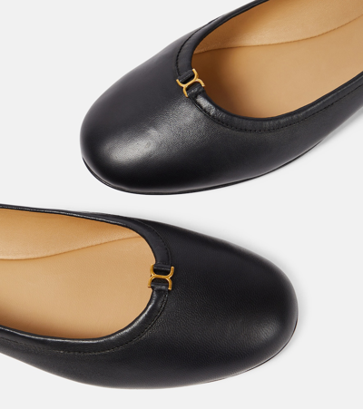 Shop Chloé Marcie Leather Ballet Flats In Black