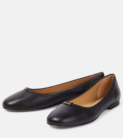 Shop Chloé Marcie Leather Ballet Flats In Black