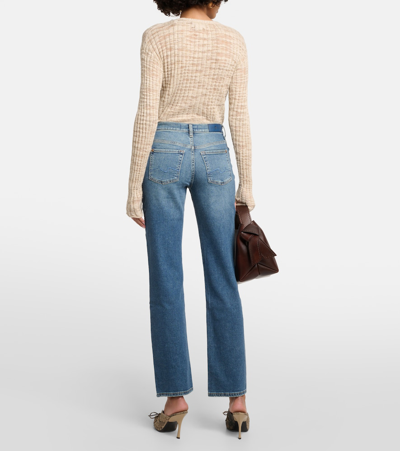 7 For All Mankind Elite Straight Jeans In Luxe Vintage Sea Level
