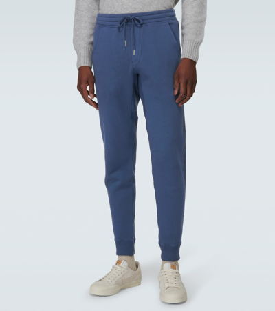 Tom Ford Cotton Jersey Sweatpants In Blue