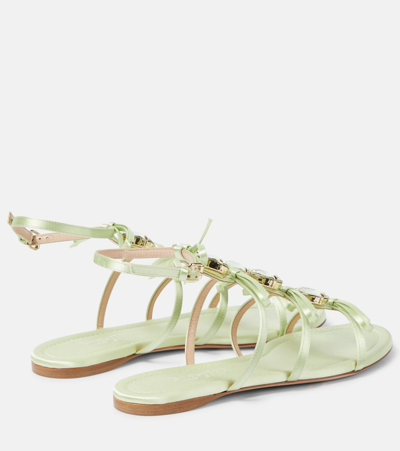 Shop Giambattista Valli Embellished Satin Sandals In Light Green