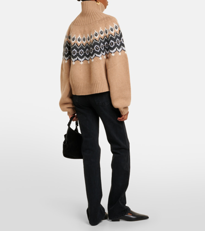 Shop Khaite Amaris Fair Isle Cashmere-blend Sweater In Camel Multi
