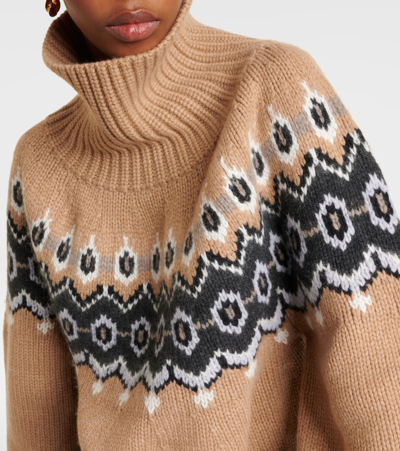 Shop Khaite Amaris Fair Isle Cashmere-blend Sweater In Camel Multi