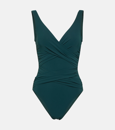Shop Karla Colletto Basics Draped Swimsuit In Spruce