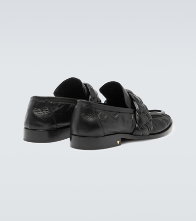 Shop Bottega Veneta Astaire Leather Loafers In Black
