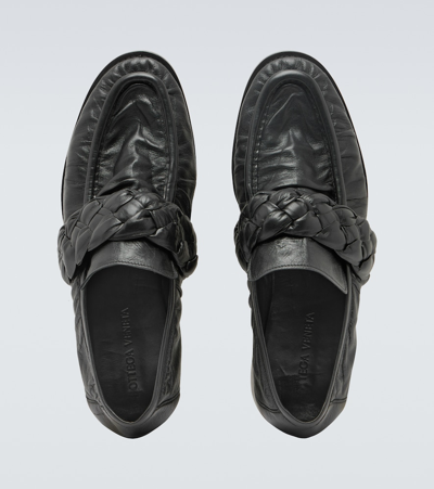 Bottega Veneta Astaire Leather Loafers In Black