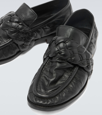 Bottega Veneta Astaire Leather Loafers In Black