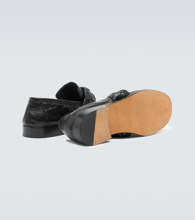 Shop Bottega Veneta Astaire Leather Loafers In Black