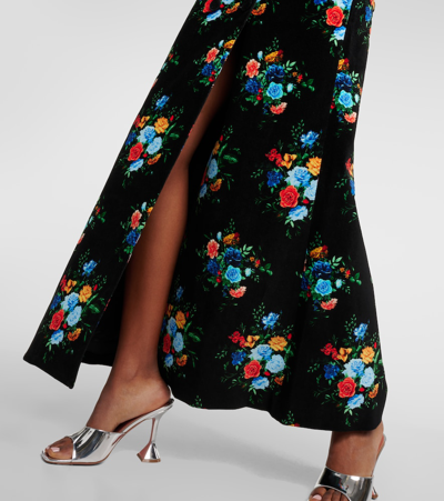 Rabanne Printed Cotton-blend Maxi Skirt In Manton Black Flower