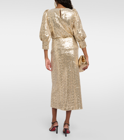Shop Dorothee Schumacher Sequined Midi Skirt In Silver/gold