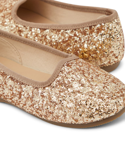 Shop Bonpoint Tenise Glitter Ballet Flats In Gold