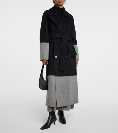 Shop Joseph Merton Reversible Wool Coat In Black/grey